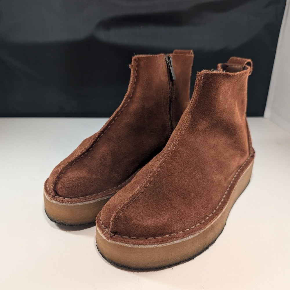 Clarks Originals Desert Trek Hi Suede Platform Boots Brown Womens 6.5 - Picture 2 of 7